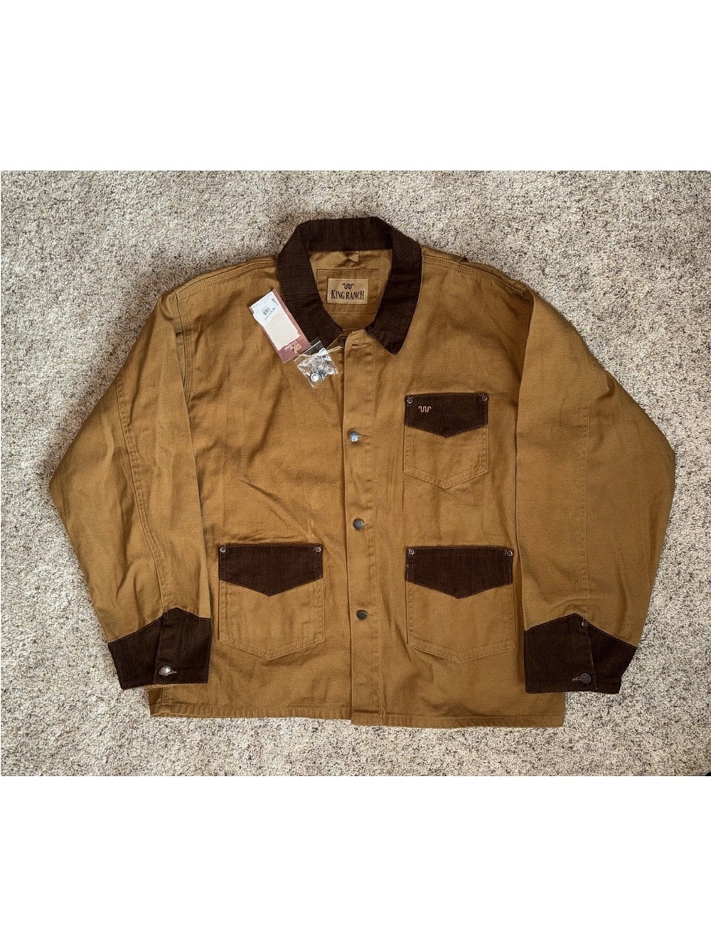 King Ranch Men’s Tan Canvas Work Jacket with Dark Brown Trim